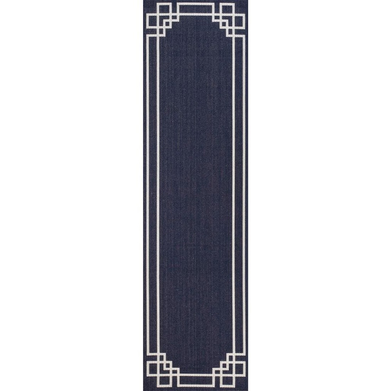 BALTA Lyra Dark Blue 2 ft. x 7 ft. Indoor/Outdoor Runner Rug 3003435