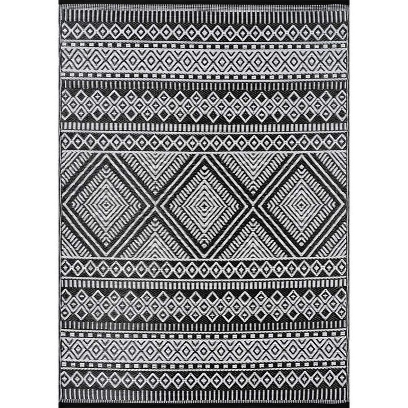 Beverly Rug 10 X 13 Black White Lightweight Moroccan Reversible Plastic Indoor Outdoor Area Rug HD-ODR20845-10X13