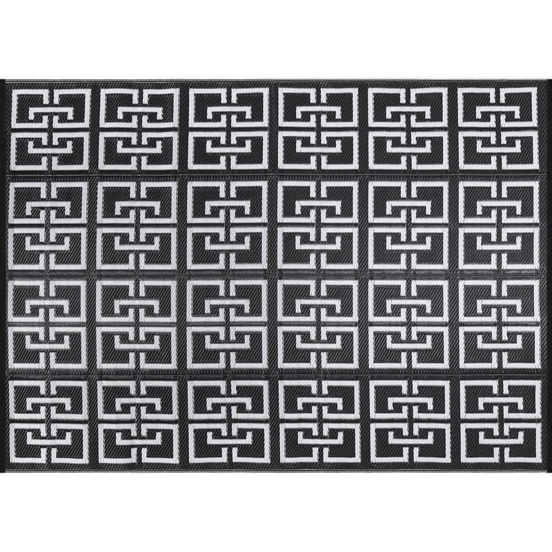 Beverly Rug 5 X 8 Black White Lightweight Greek Keys Reversible Plastic Indoor Outdoor Area Rug HD-ODR41345-5X8