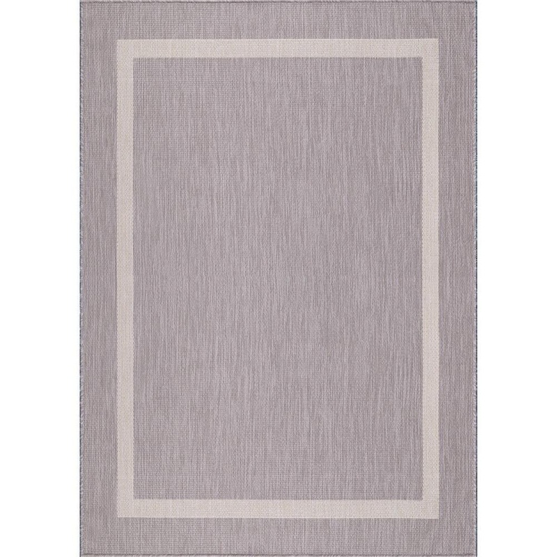 Beverly Rug 9 X 12 Gray White Waikiki Modern Bordered Indoor Outdoor Area Rug HD-WKK20455-9X12