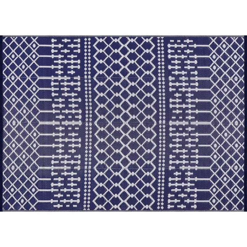 Beverly Rug 9 X 12 Navy Lightweight Moroccan Trellis Reversible Plastic Indoor Outdoor Area Rug HD-ODR41266-9X12