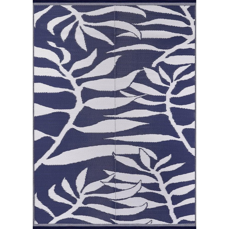 Beverly Rug Lightweight Floral Blue/White 6 ft. x 9 ft. Reversible Plastic Indoor/Outdoor Area Rug HD-ODR20446-6X9