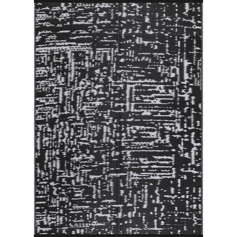 Beverly Rug Lightweight Geometric Black/White 6 ft. x 9 ft. Reversible Plastic Indoor/Outdoor Area Rug HD-ODR20645-6X9