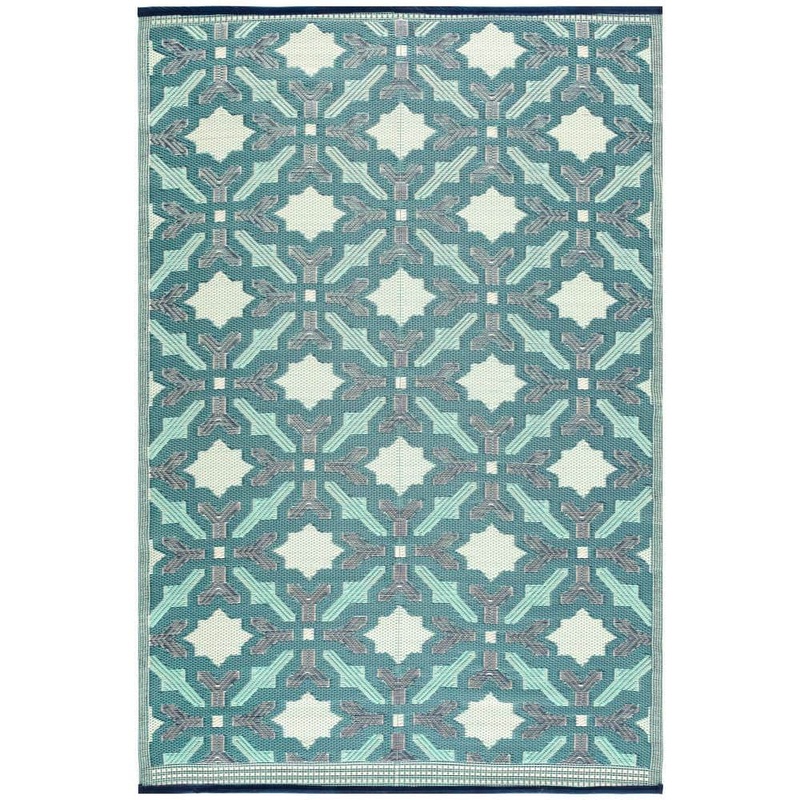 Beverly Rug Lightweight Trellis Green/Blue 8 ft. x10 ft. Reversible Plastic Indoor/Outdoor Area Rug HD-ODR20346-8X10