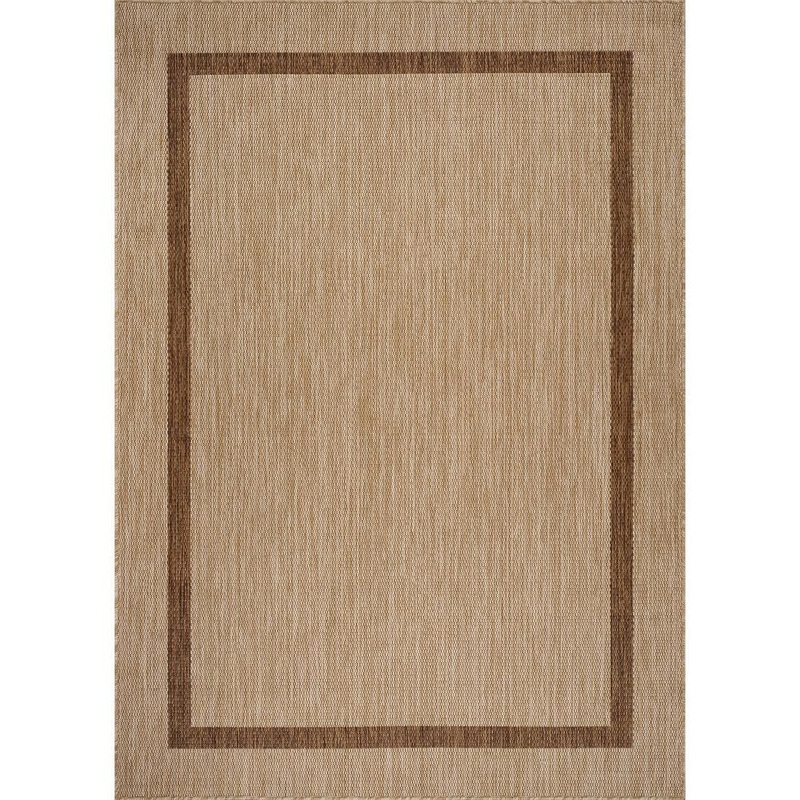 Beverly Rug Waikiki Beige/Brown 9 ft. x 12 ft. Bordered Indoor Outdoor Area Rug BV-WKK20426-9X12