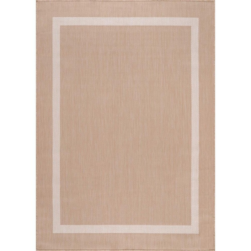 Beverly Rug Waikiki Beige/White 5 ft. x 7 ft. Bordered Indoor/Outdoor Area Rug HD-WKK20444-5X7