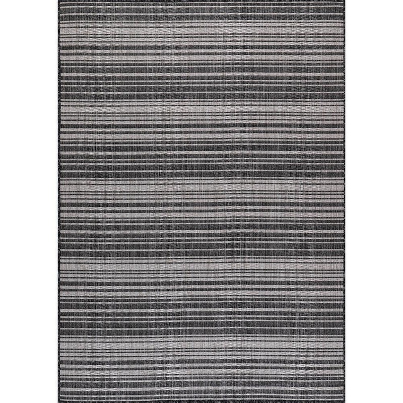 Beverly Rug Waikiki Dark Grey/White 5 ft. x 7 ft. Stripe Indoor/Outdoor Area Rug HD-WKK20552-5X7
