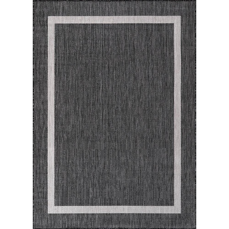 Beverly Rug Waikiki Dark Grey/White 6 ft. x 9 ft. Bordered Indoor/Outdoor Area Rug HD-WKK20452-6X9