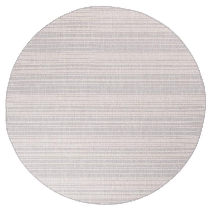 Beverly Rug Waikiki Grey/White 7 ft. Round Stripe Indoor/Outdoor Area Rug HD-WKK20555-7R