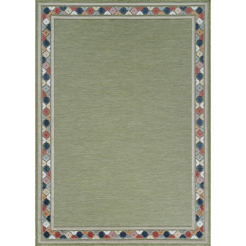 CAMILSON Lara Green 10 ft. x 14 ft. Bordered Stylish Indoor Outdoor Area Rug CM-LARA5002-GRN-10×14