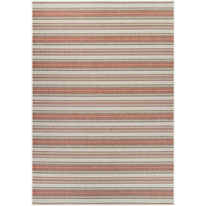 Couristan Monaco Marbella Coral Red-Ivory-Pewter 8 ft. x 11 ft. Indoor/Outdoor Area Rug 60413151076109T