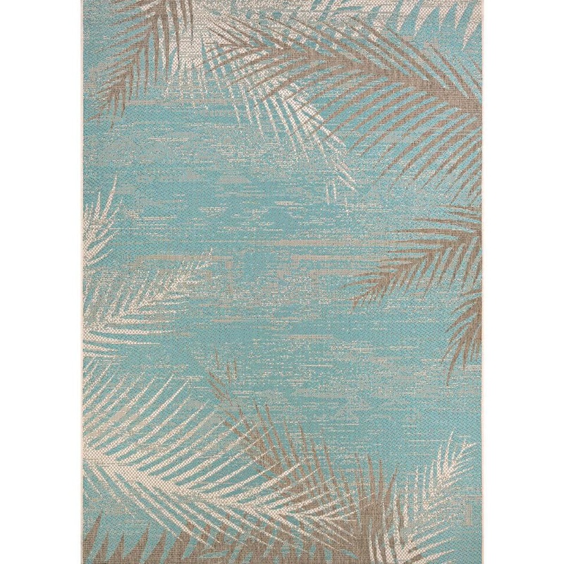 Couristan Monaco Tropical Palms Aqua 5 ft. x 8 ft. Indoor/Outdoor Area Rug 24293134053076T