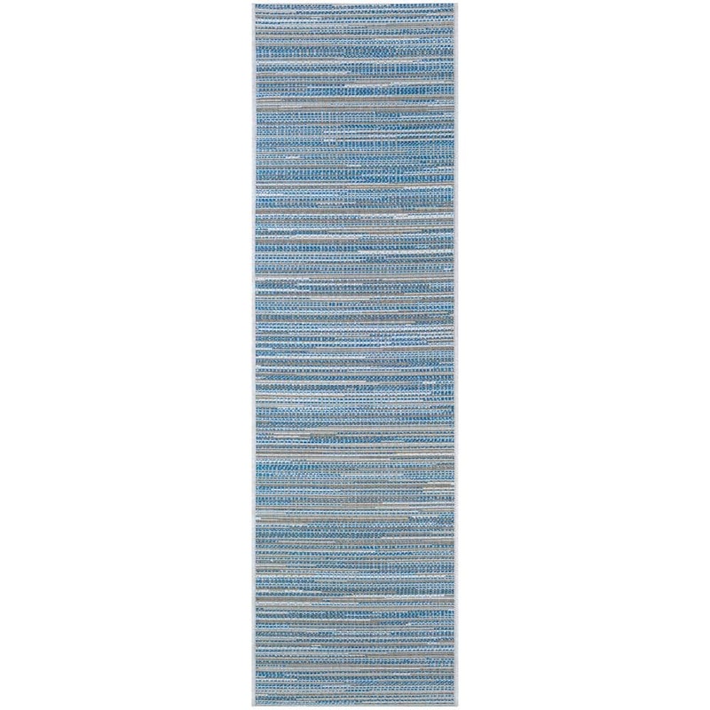 Couristan Monte Carlo Coastal Breeze Ocean-Champagne 2 ft. x 12 ft. Indoor/Outdoor Runner Rug 23332406023119U