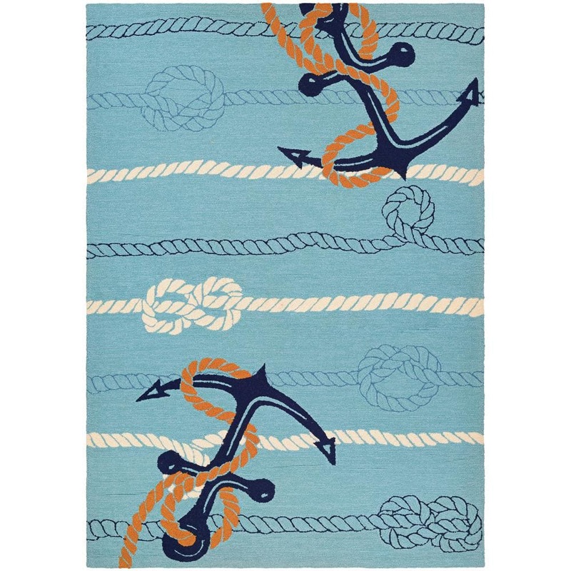 Couristan Outdoor Escape Anchorbend Ocean Blue 8 ft. x 11 ft. Indoor/Outdoor Area Rug 42954179080110T