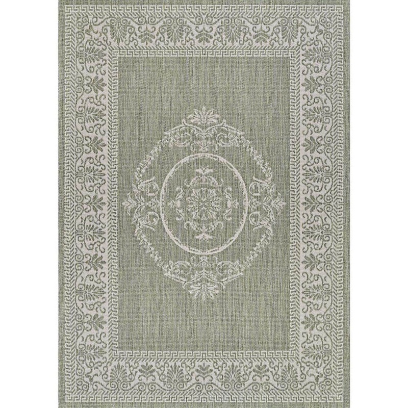 Couristan Recife Antique Medallion Sage Leaf-Ivory 5 ft. x 8 ft. Indoor/Outdoor Area Rug 10784412053076T