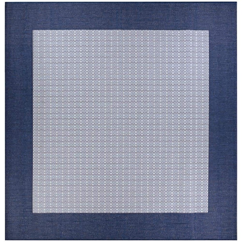 Couristan Recife Checkered Field Ivory-Indigo 8 ft. x 8 ft. Square Indoor/Outdoor Area Rug 10056500076076Q