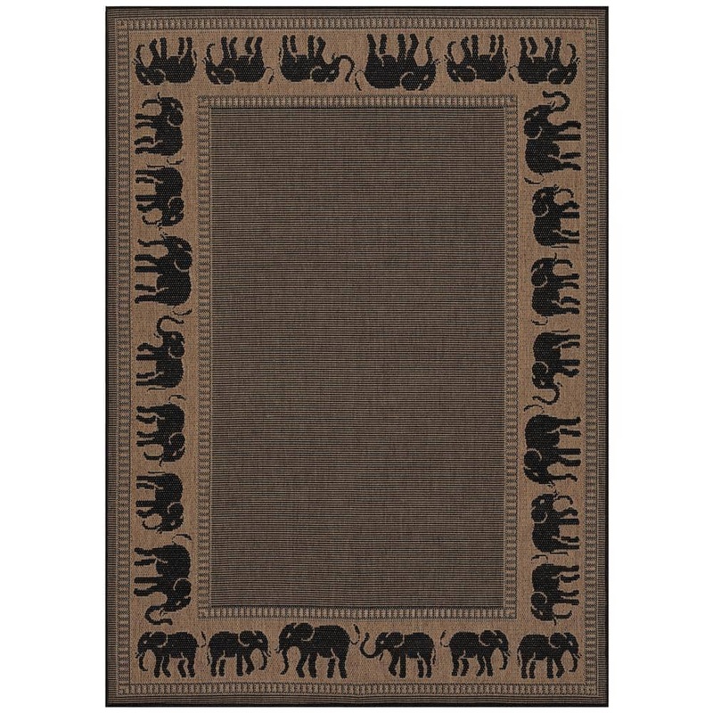 Couristan Recife Elephant Cocoa-Black 4 ft. x 5 ft. Indoor/Outdoor Area Rug 15881021039055T