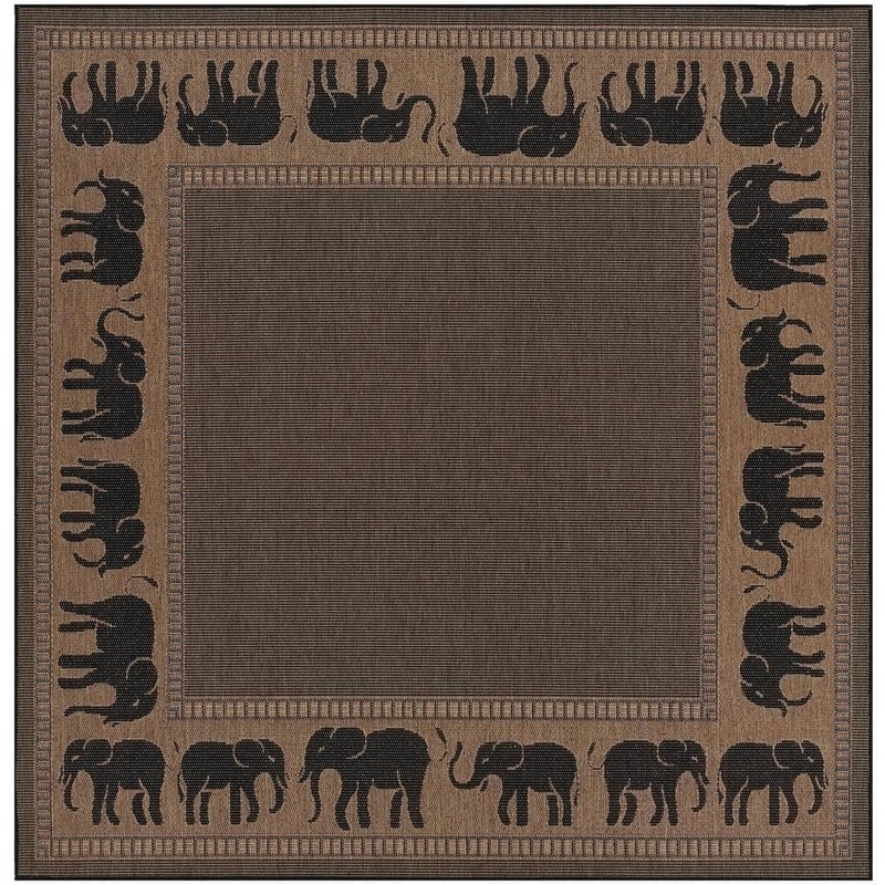 Couristan Recife Elephant Cocoa-Black 9 ft. x 9 ft. Square Indoor/Outdoor Area Rug 15881021086086Q