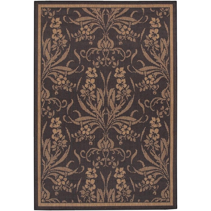 Couristan Recife Garden Cottage Black-Cocoa 3 ft. 9 in. x 5 ft. 5 in. Indoor/Outdoor Area Rug 15160111039055T