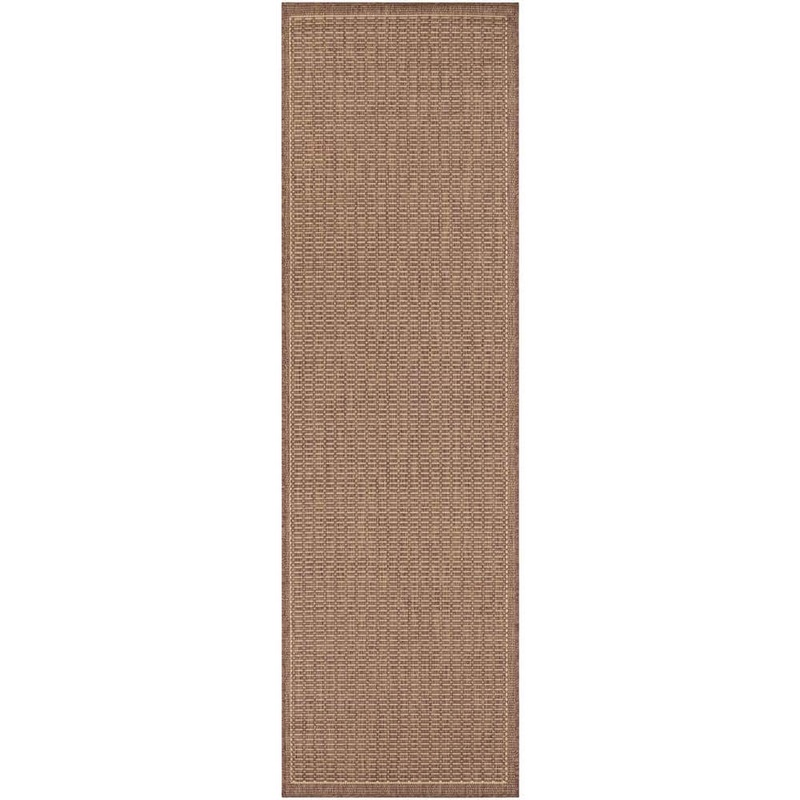 Couristan Recife Saddle Stitch Cocoa-Natural 2 ft. x 12 ft. Indoor/Outdoor Runner Rug 10011500023119U