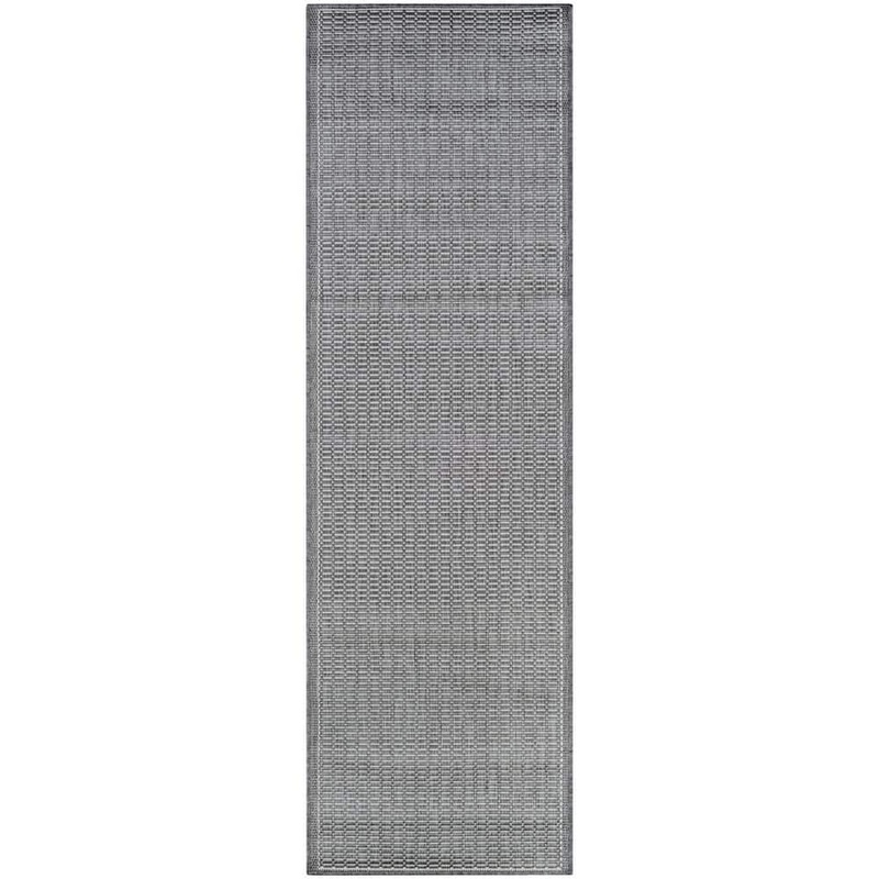 Couristan Recife Saddle Stitch Grey-White 2 ft. x 12 ft. Indoor/Outdoor Runner Rug 10013012023119U