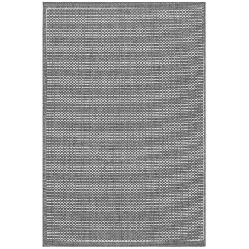 Couristan Recife Saddle Stitch Grey-White 4 ft. x 5 ft. Indoor/Outdoor Area Rug 10013012039055T