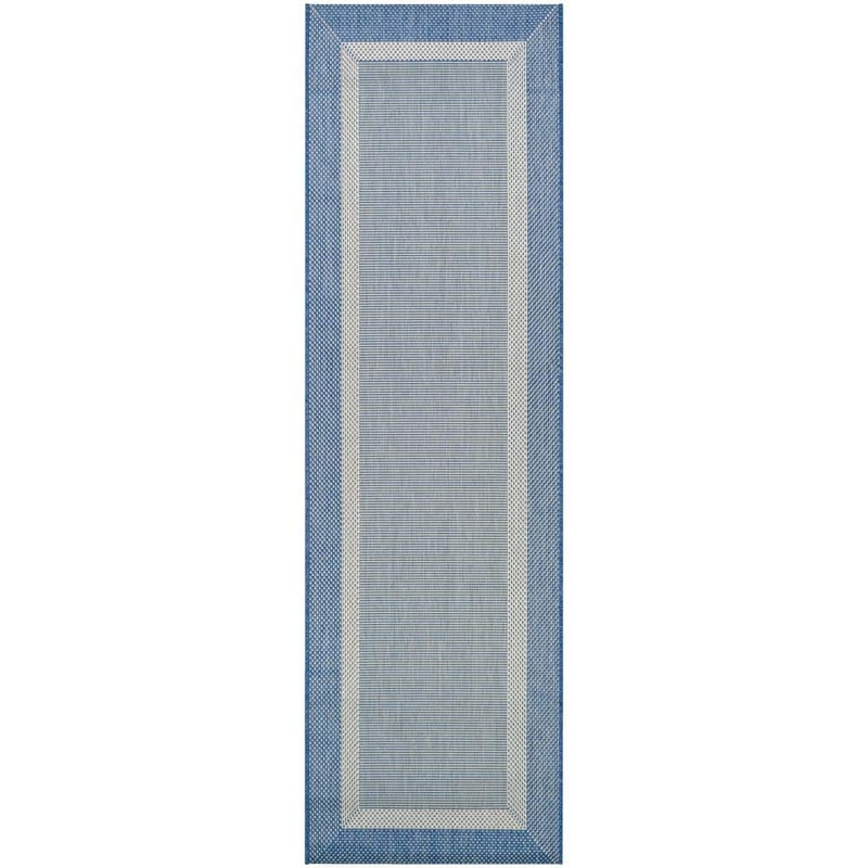 Couristan Recife Stria Texture Champagne-Blue 2 ft. x 12 ft. Indoor/Outdoor Runner Rug 55261212023119U