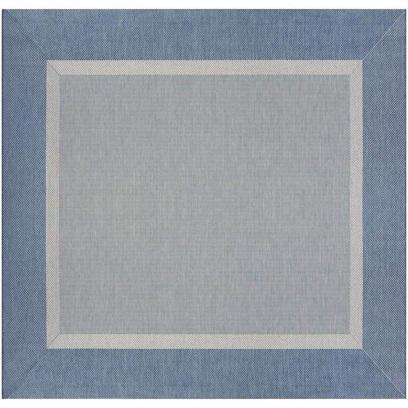 Couristan Recife Stria Texture Champagne-Blue 8 ft. x 8 ft. Square Indoor/Outdoor Area Rug 55261212076076Q