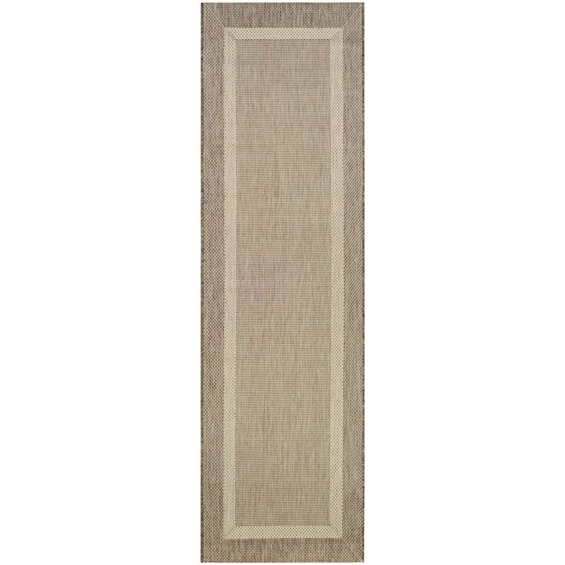 Couristan Recife Stria Texture Natural-Coffee 2 ft. x 12 ft. Indoor/Outdoor Runner Rug 55260712023119U