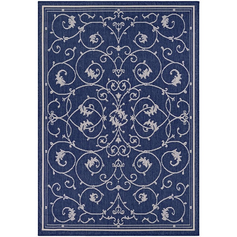 Couristan Recife Veranda Ivory-Indigo 2 ft. x 4 ft. Indoor/Outdoor Area Rug 15836500020037T