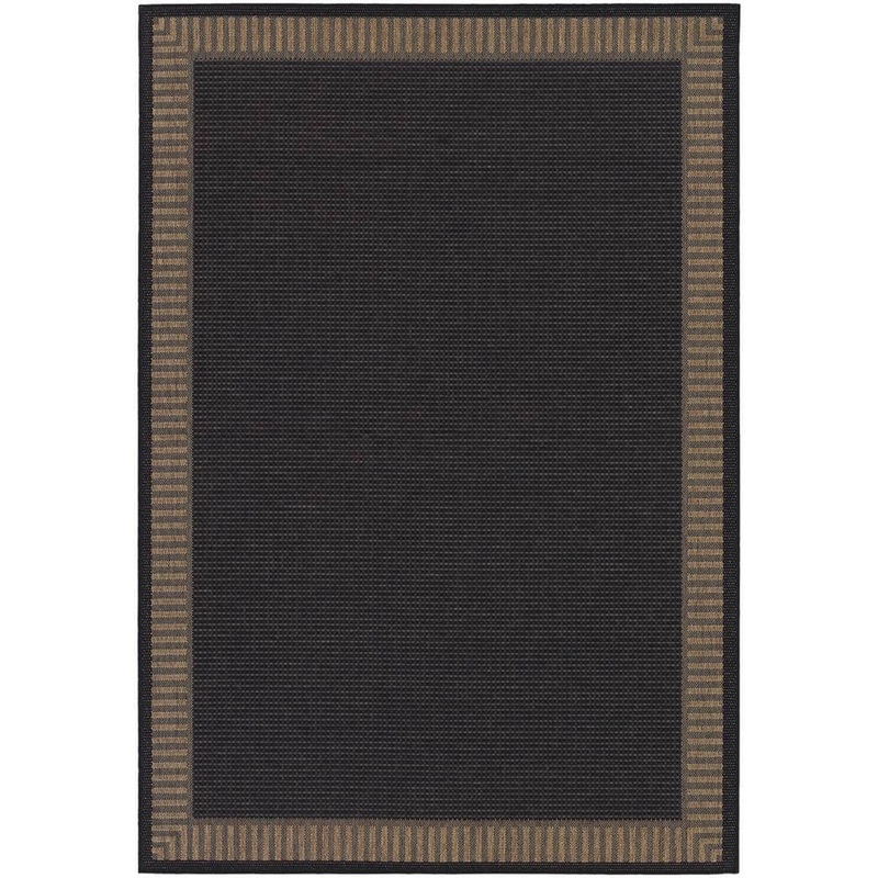 Couristan Recife Wicker Stitch Black-Cocoa 8 ft. 6 in. x 13 ft. Indoor/Outdoor Area Rug 16812000086130T