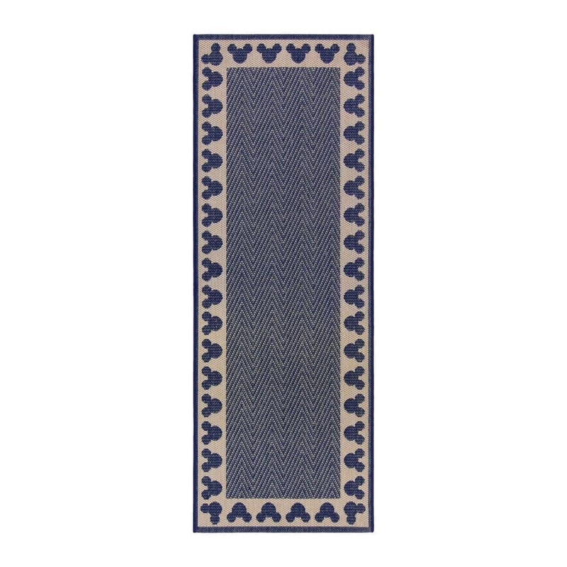 Disney Mickey Mouse Navy/Sand 2 ft. x 6 ft. Border Indoor/Outdoor Runner Rug 46216