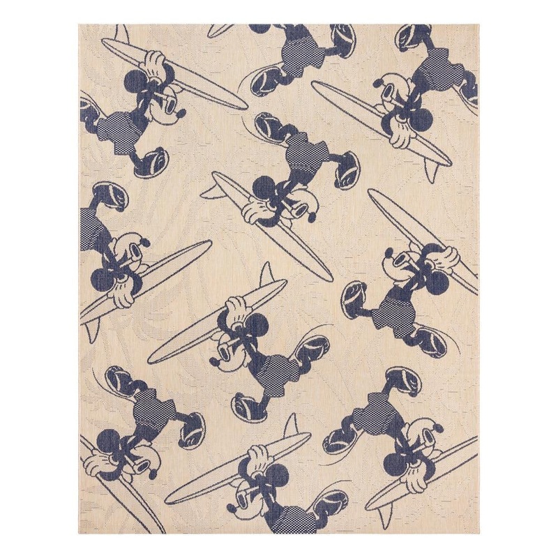 Disney Mickey Mouse Surfing Sand/Navy 5 ft. x 7 ft. Animal Print Indoor/Outdoor Area Rug 25495