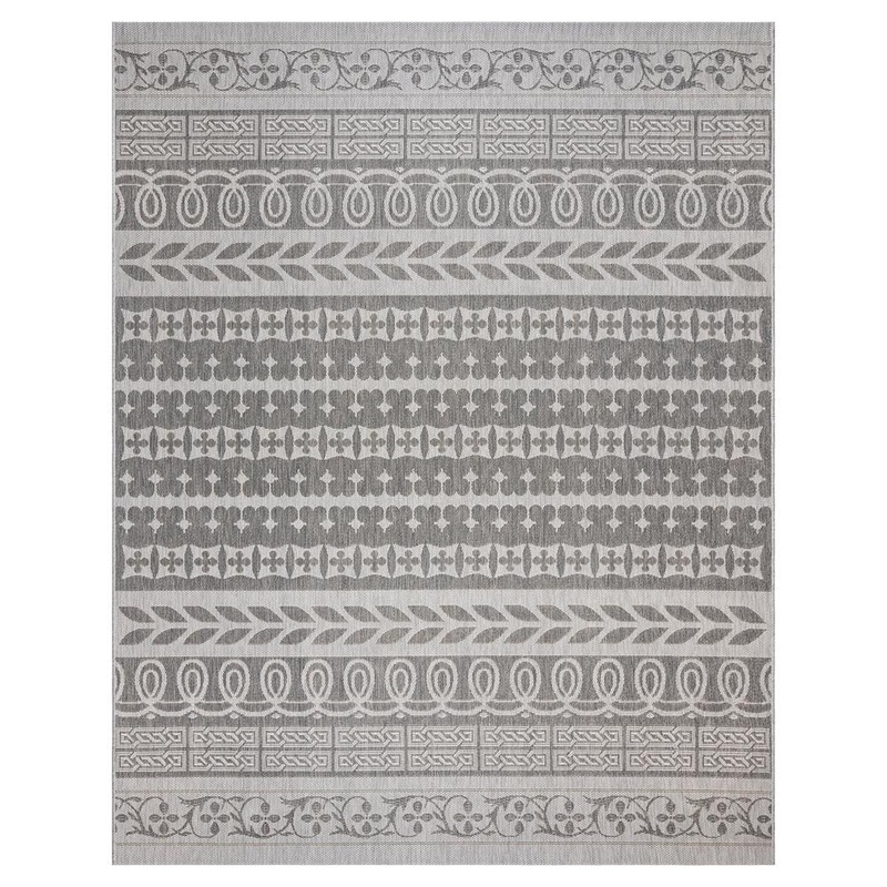 Gertmenian Paseo Burke Striped Ash/Steel 6 ft. x 9 ft. Striped Indoor/Outdoor Area Rug 25484