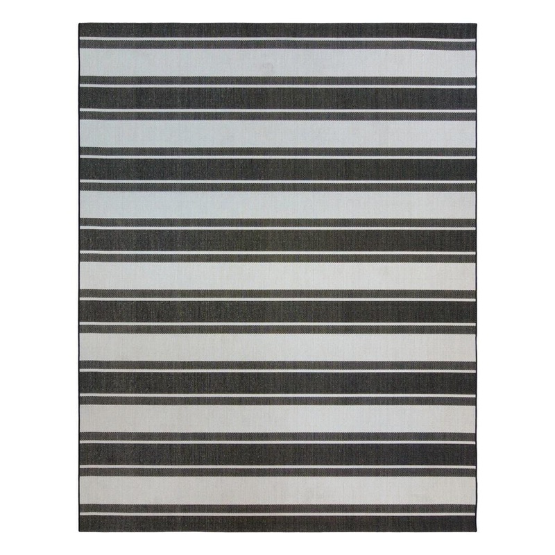 Gertmenian Paseo Castro Black 8 ft. x 10 ft. Striped Indoor/Outdoor Area Rug 46405