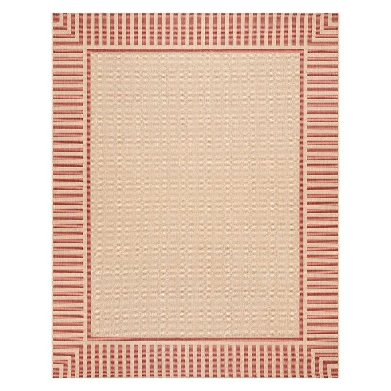 Gertmenian Paseo Kiano Sand/Red 5 ft. x 7 ft. Striped Border Indoor/Outdoor Area Rug 25423