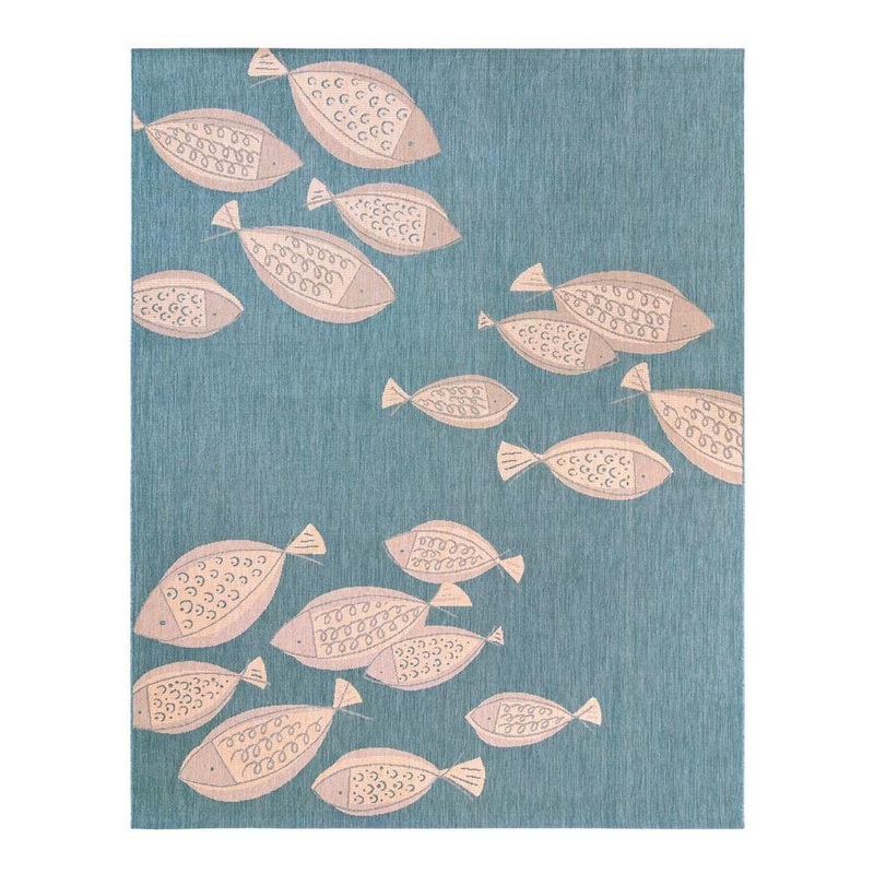 Gertmenian Paseo Loutro School of Fish Oasis/Sand 8 ft. x 10 ft. Indoor/Outdoor Area Rug 19243