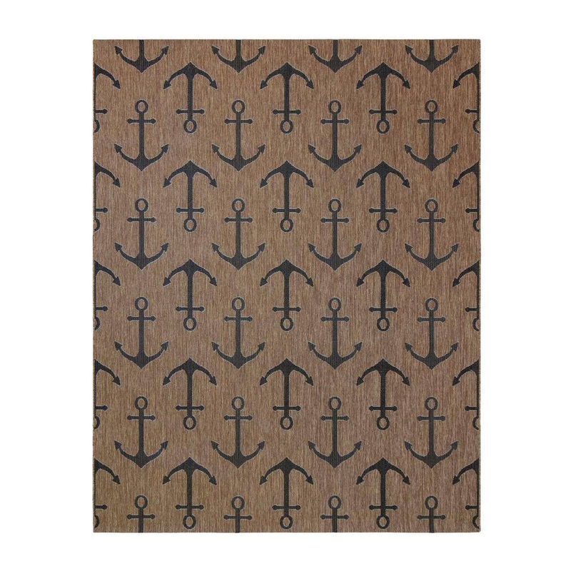 Gertmenian Paseo Maritime Anchors Havana/Black 5 ft. x 7 ft. Indoor/Outdoor Area Rug 19222