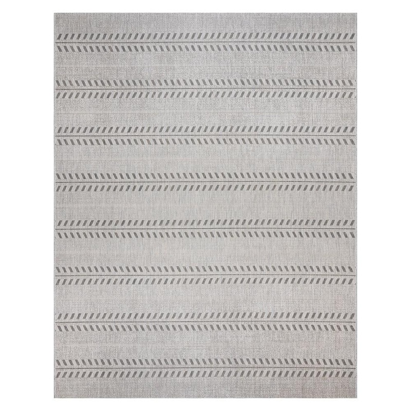 Gertmenian Paseo Moran Stripe Ash/Steel 6 ft. x 9 ft. Striped Indoor/Outdoor Area Rug 25468