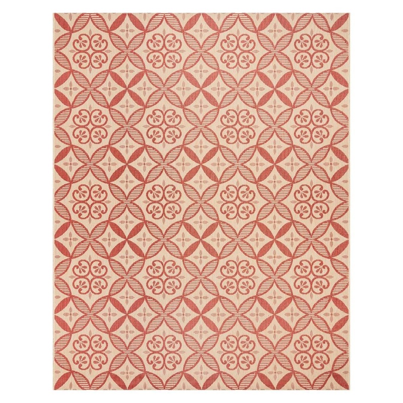 Gertmenian Paseo Niala Red/Sand 9 ft. x 13 ft. Floral Medallion Indoor/Outdoor Area Rug 25442