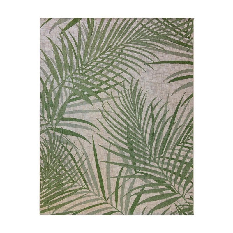 Gertmenian Paseo Paume Sand/Palm 5 ft. x 7 ft. Floral Indoor/Outdoor Area Rug 19230