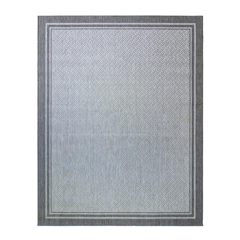 Gertmenian Paseo Soroa Ash/Steel 5 ft. x 7 ft. Border Indoor/Outdoor Area Rug 19206