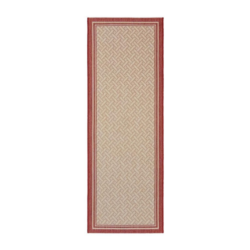 Gertmenian Paseo Soroa Grain/Red 2 ft. x 6 ft. Border Indoor/Outdoor Area Rug 19248