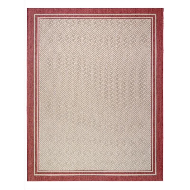 Gertmenian Paseo Soroa Grain/Red 9 ft. x 13 ft. Border Indoor/Outdoor Area Rug 18900