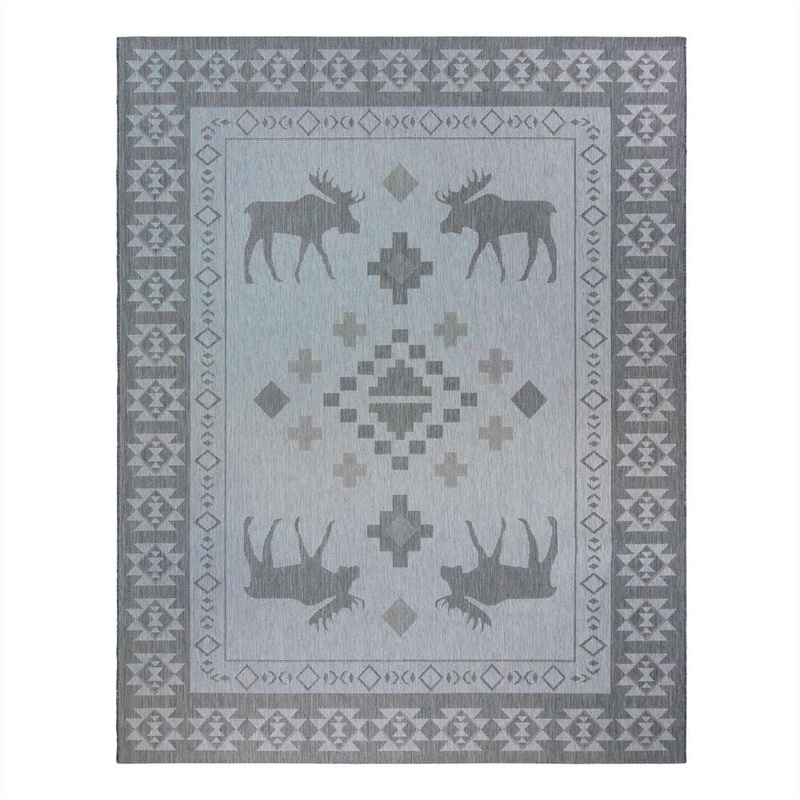 Gertmenian Paseo Yoder Ash 6 ft. x 9 ft. Moose Animal Print Indoor/Outdoor Area Rug 46496