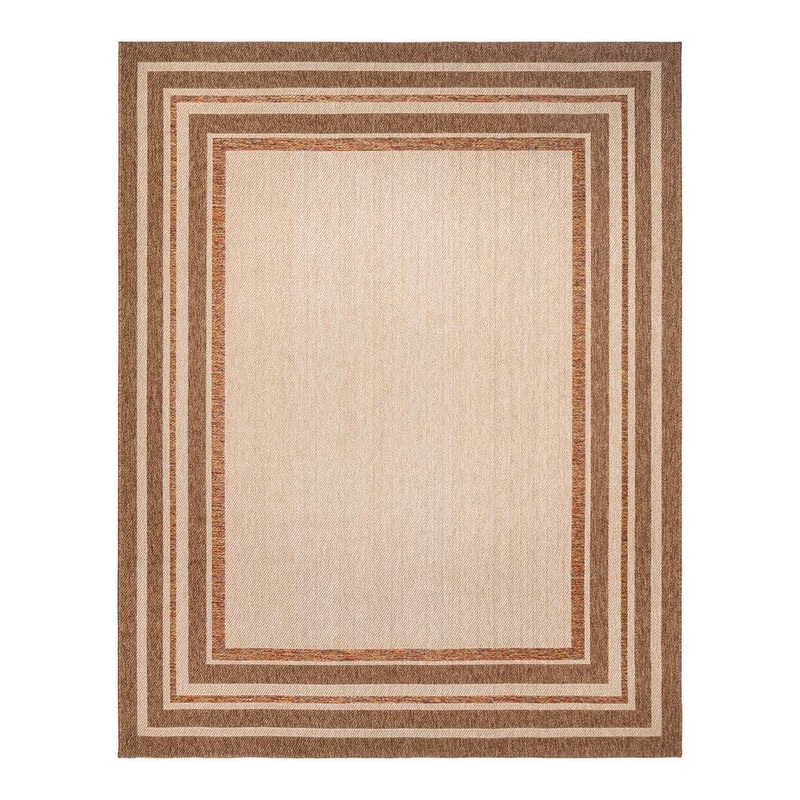Gertmenian Ringley Simmone Chestnut Brown 5 ft. x 7 ft. Striped Border Indoor/Outdoor Area Rug 24811