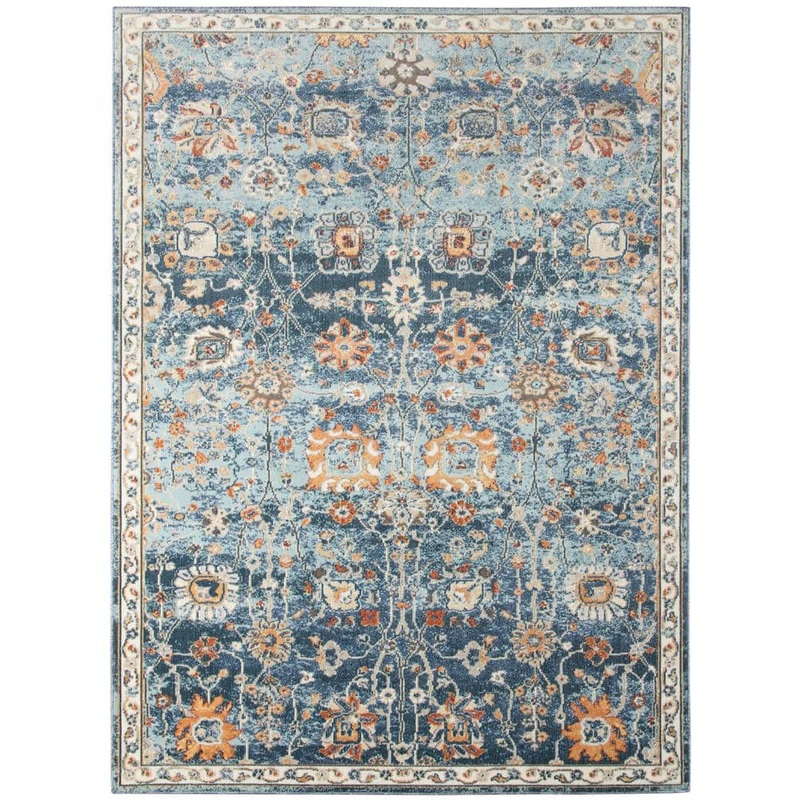 Amer Rugs Bohemian 9 ft. X 12 ft. Navy Border, Floral, Oriental Area Rug BHM589119