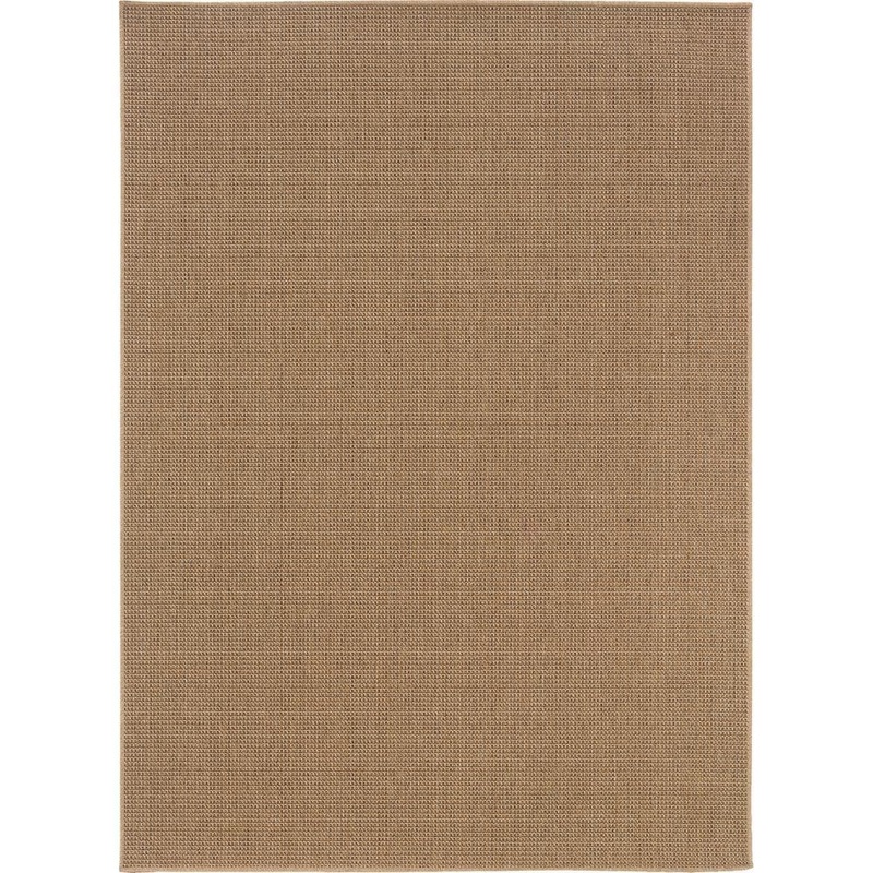 AVERLEY HOME Caicos Tan 4 ft. x 6 ft. Solid Basket Weave Indoor/Outdoor Patio Area Rug 819749