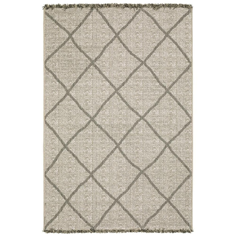 AVERLEY HOME Gables Beige 7 ft. x 9 ft. Large Geometric Diamond Trellis Polypropylene Indoor/Outdoor Area Rug 703277