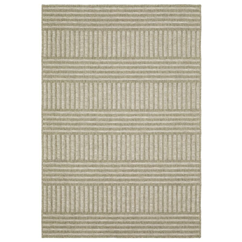 AVERLEY HOME Thrasher Beige 10 ft. x 13 ft. Geometric Varied Stripe Polypropylene Indoor/Outdoor Area Rug 661652